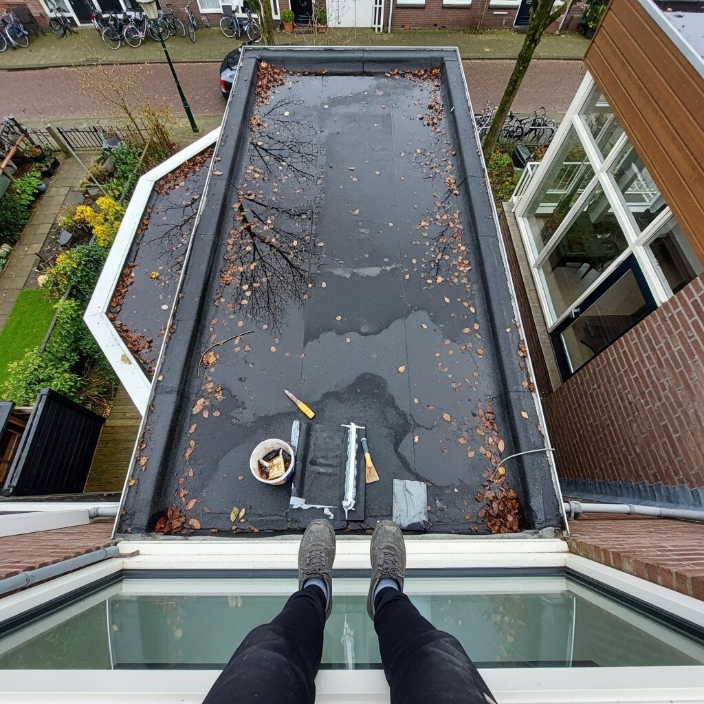 Plat dak reparatie